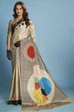 Amazing Beige Color Silk Fabric Casual Saree