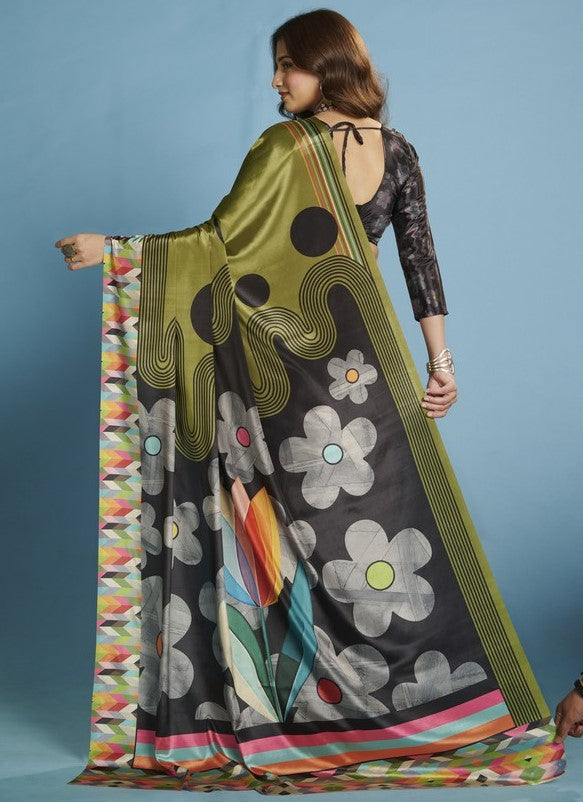 Amazing Green Color Silk Fabric Casual Saree