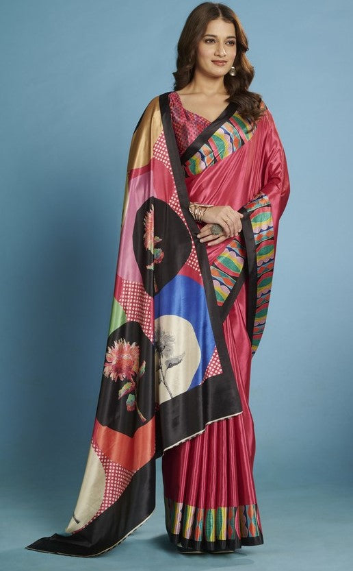 Amazing Pink Color Silk Fabric Casual Saree