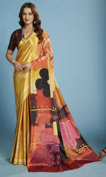 Amazing Yellow Color Silk Fabric Casual Saree