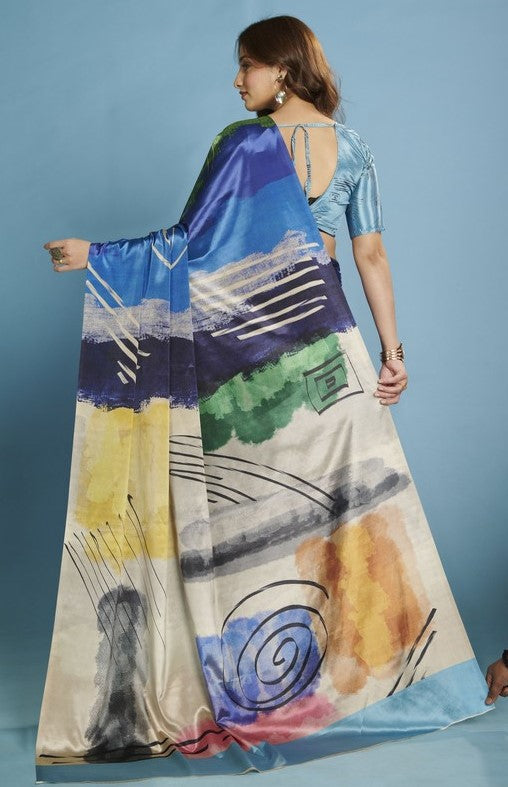 Amazing Blue Color Silk Fabric Casual Saree