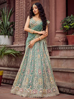 Charming Green Color Net Fabric Party Wear Lehenga