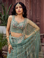 Charming Green Color Net Fabric Party Wear Lehenga