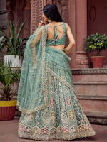 Charming Green Color Net Fabric Party Wear Lehenga