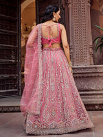 Charming Peach Color Net Fabric Party Wear Lehenga