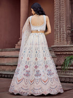 Charming Cream Color Net Fabric Party Wear Lehenga