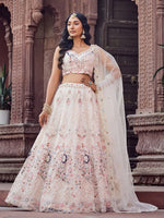 Charming Cream Color Net Fabric Party Wear Lehenga