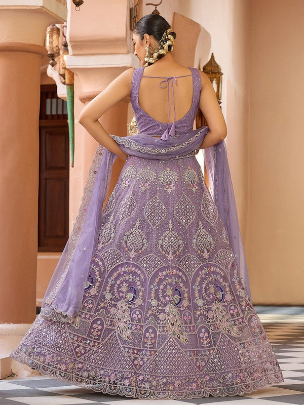 Charming Purple Color Net Fabric Party Wear Lehenga