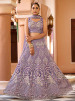 Charming Purple Color Net Fabric Party Wear Lehenga