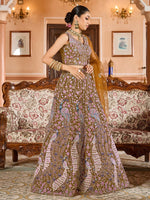 Charming Mustard Color Net Fabric Party Wear Lehenga