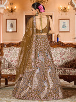 Charming Mustard Color Net Fabric Party Wear Lehenga