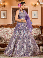 Charming Purple Color Net Fabric Party Wear Lehenga