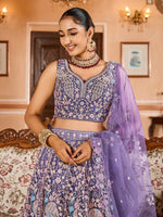 Charming Purple Color Net Fabric Party Wear Lehenga
