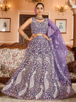 Charming Purple Color Net Fabric Party Wear Lehenga