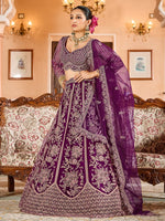 Charming Voilet Color Net Fabric Party Wear Lehenga