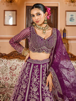 Charming Voilet Color Net Fabric Party Wear Lehenga