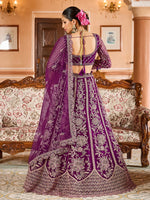 Charming Voilet Color Net Fabric Party Wear Lehenga