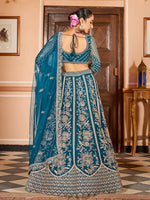 Charming Teal Color Net Fabric Party Wear Lehenga