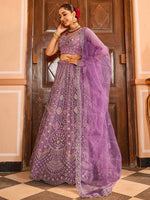 Charming Purple Color Net Fabric Party Wear Lehenga