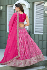 Amazing Pink Color Organza Fabric Party Wear Lehenga