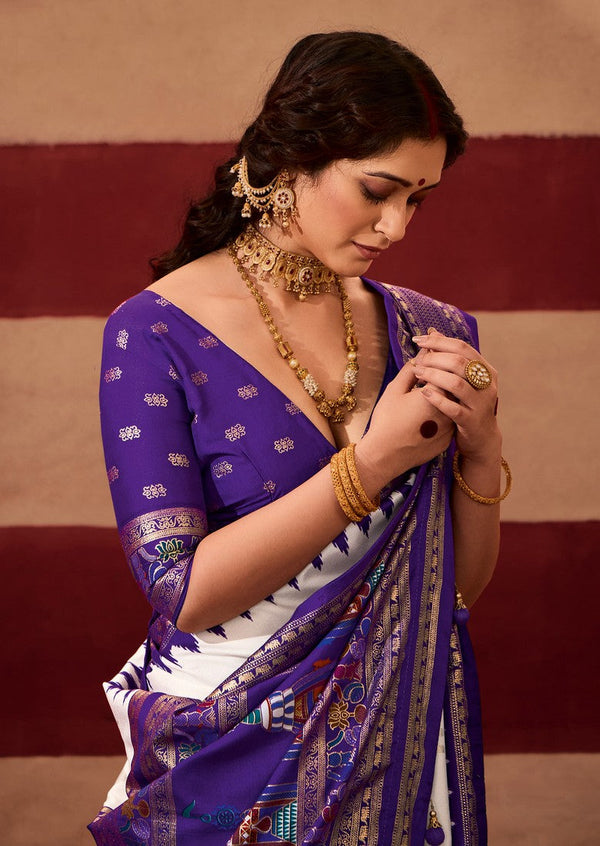 Beautiful Purple Color Silk Fabric Casual Saree
