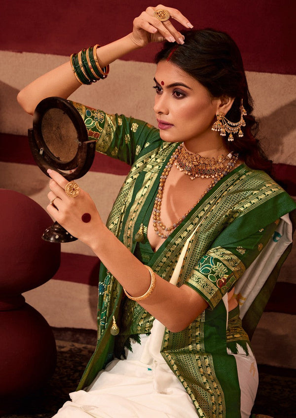 Beautiful Green Color Silk Fabric Casual Saree