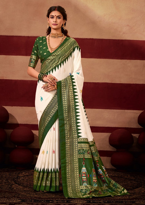 Beautiful Green Color Silk Fabric Casual Saree