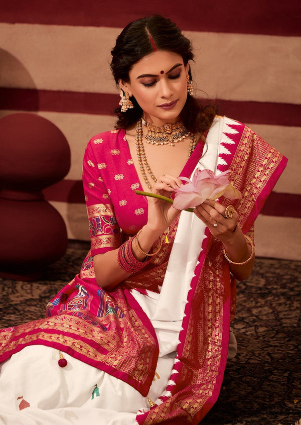 Beautiful Pink Color Silk Fabric Casual Saree