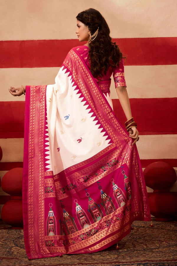 Beautiful Pink Color Silk Fabric Casual Saree