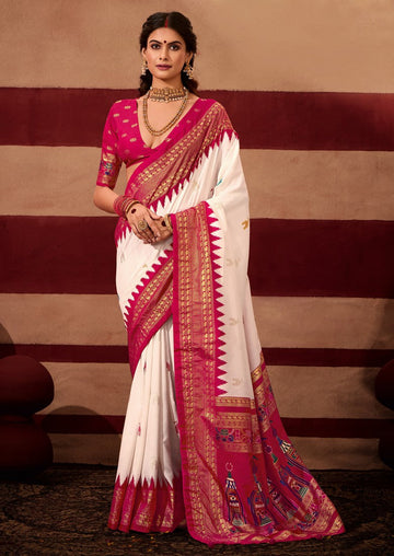 Beautiful Pink Color Silk Fabric Casual Saree
