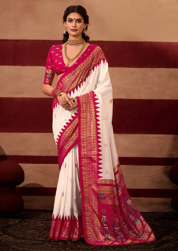 Beautiful Pink Color Silk Fabric Casual Saree