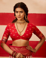 Beautiful Red Color Silk Fabric Casual Saree