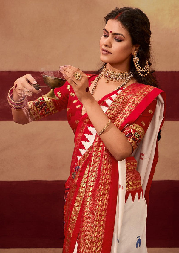 Beautiful Red Color Silk Fabric Casual Saree