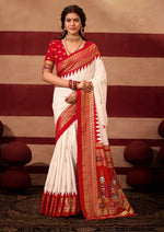 Beautiful Red Color Silk Fabric Casual Saree