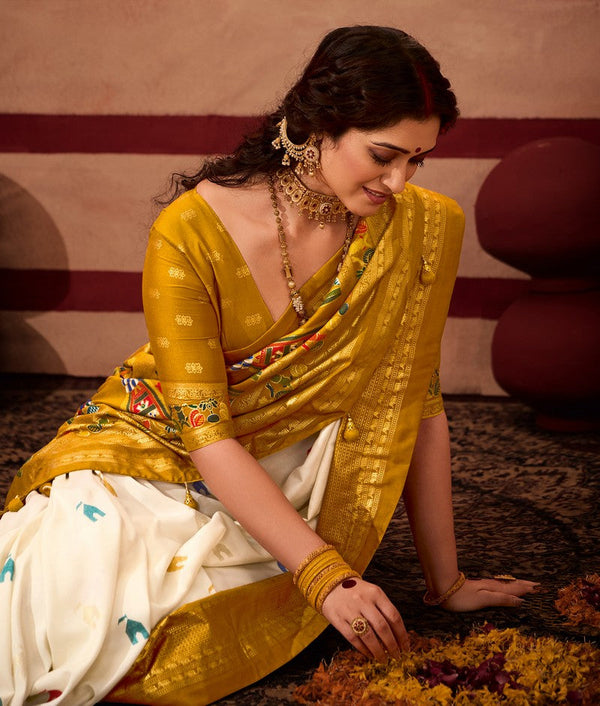 Beautiful Mustard Color Silk Fabric Casual Saree