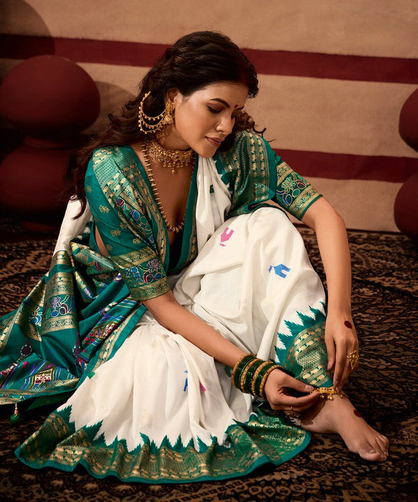 Beautiful Teal Color Silk Fabric Casual Saree