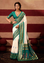 Beautiful Teal Color Silk Fabric Casual Saree