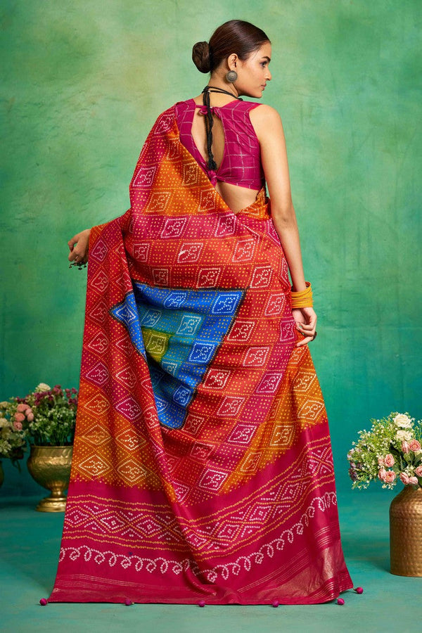 Superb Orange Color Tussar Fabric Casual Saree