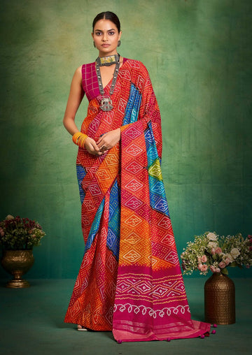Superb Orange Color Tussar Fabric Casual Saree
