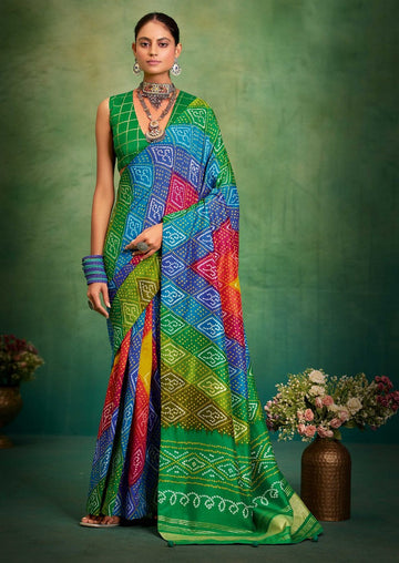 Superb Green Color Tussar Fabric Casual Saree