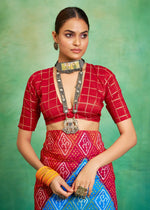 Superb Red Color Tussar Fabric Casual Saree