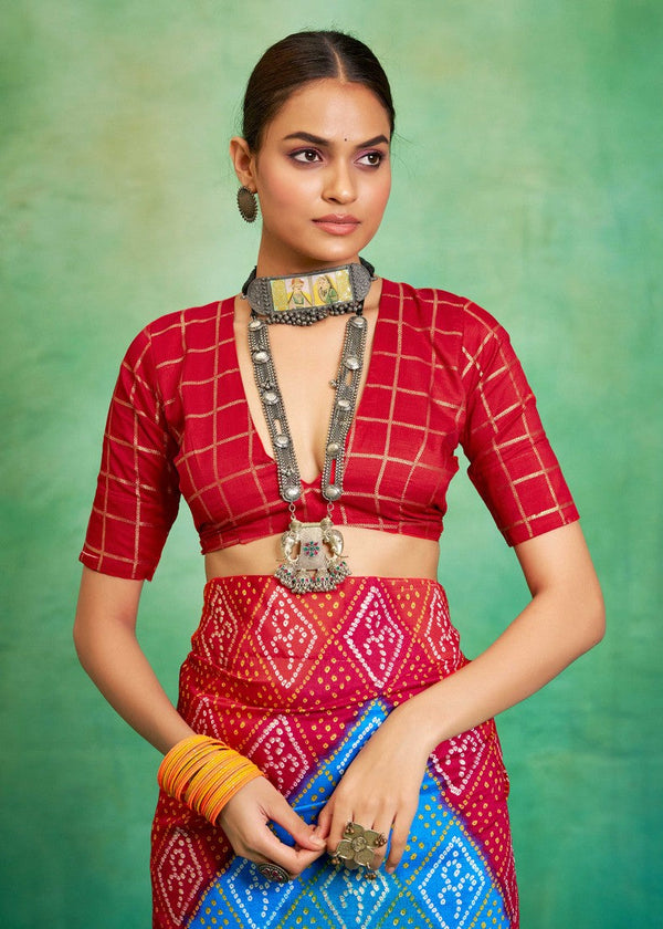 Superb Red Color Tussar Fabric Casual Saree