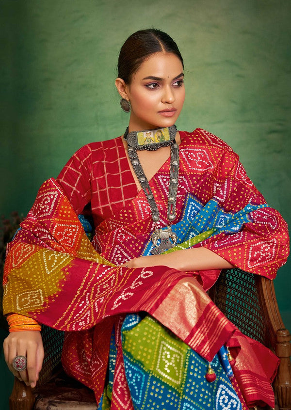 Superb Red Color Tussar Fabric Casual Saree