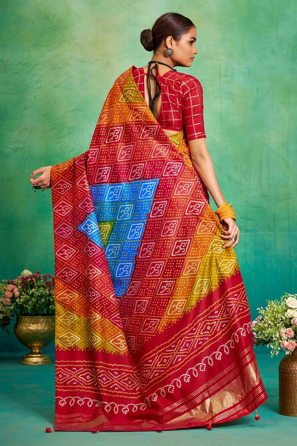 Superb Red Color Tussar Fabric Casual Saree
