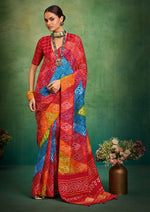 Superb Red Color Tussar Fabric Casual Saree
