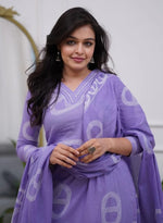 Amazing Purple Color Chanderi Fabric Designer Suit