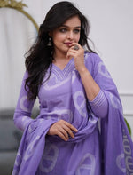 Amazing Purple Color Chanderi Fabric Designer Suit