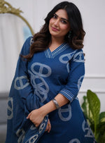 Amazing Teal Color Chanderi Fabric Designer Suit