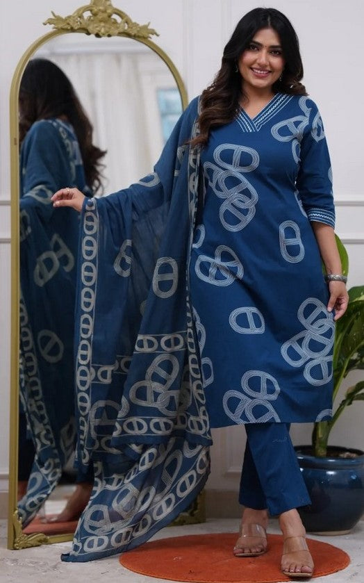 Amazing Teal Color Chanderi Fabric Designer Suit