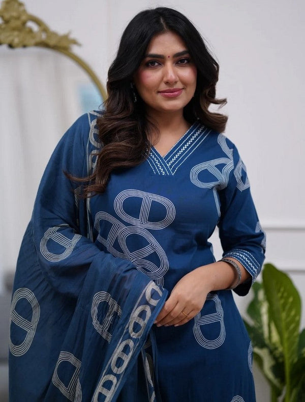 Amazing Teal Color Chanderi Fabric Designer Suit